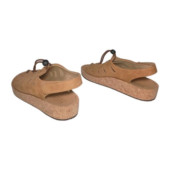 Pandere Traveler Cork Wedge Sandals 8 Tan Nubuck Leather Wide Swollen Feet - Picture 3 of 14
